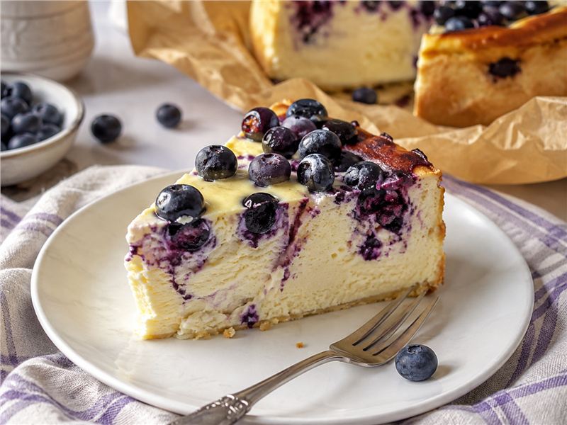 Basque Cheesecake with Blueberries