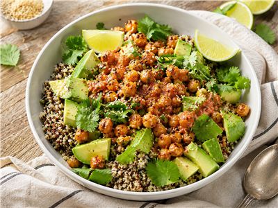 Quinoa Avocado Bowl with Roasted Chickpeas