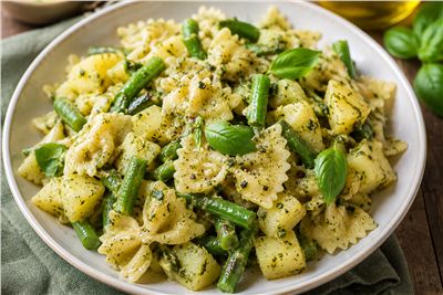 Farfalle with Pesto, Potatoes and Green Beans